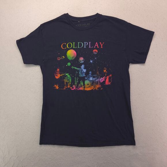 Coldplay Music of the Spheres Band Graphic Shirt Adult Mens Size M Navy Blue - Picture 2 of 9